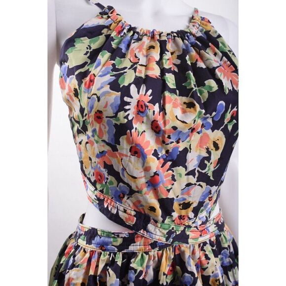 Something Navy Womens Cut-Out Dress Midi M Multi-Color Floral Blue Orange NWT - Picture 3 of 6